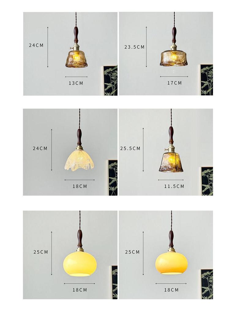 Vintage Walnut & Brass Glass Pendant Light for Bar, Counter, or Bedroom