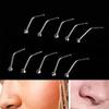 10 Pcs Rhinestone Stainless Steel Screw Nose Stud Ring Unisex Body Piercing