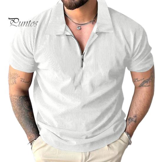 Мужская футболка с застежкой-молнией и лацканами, однотонная, с короткими рукавами, повседневная, свободная, летняя футболка для гольфа, уличной одежды, пляжа, путешествий