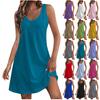 Womens Summer Dresses Plain Loose V Neck Sleeveless Sundresses Swimsuit Coverup with Pockets