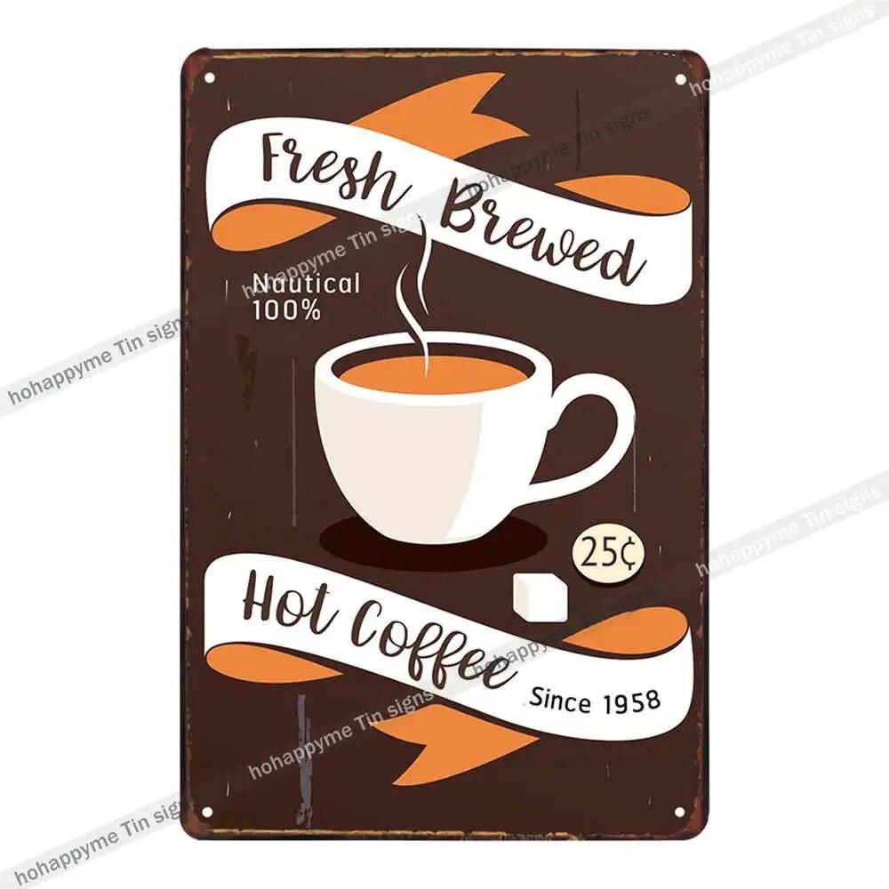 Coffee Vintage Signs Tin Metal Art Iron Painting Decoration Cafe Pub Club Bar Retro Poster Wall Stickers Home Decor 20x30cm