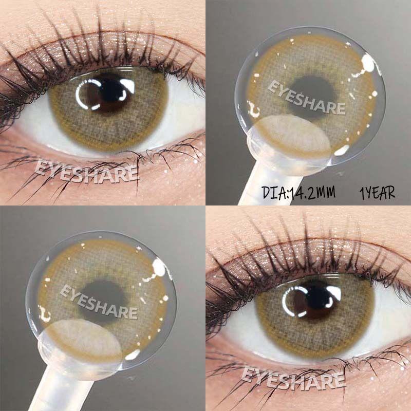 Eyeshare 2шт. Натуральные цветные контактные линзы, синие модные цветные линзы для глаз, красивые серые линзы для макияжа глаз с красивым зрачком, цветные линзы, ежегодные зеленые линзы