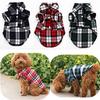 Small Pet Dog Plaid Shirt Lapel Coat Cat Jacket Clothes Costume Top Apparel