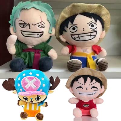 20 см Аниме One Piece Плюшевые игрушки Мультяшная фигурка Луффи Чоппер Эйс Ророноа Зоро Милая набивная кукла Детские рождественские подарки Мягкая пушистая обнимательная Кавайная Уют
