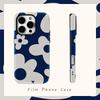 Темно-синий чехол с цветами для IPhone 17AIR 16E 16 15 14 13 12 11 17 Pro Max Plus Двухслойный задний чехол
