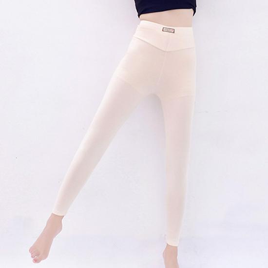 Women's High Waist Slim Fit Cotton Long Johns - Solid Color Thin Warm Pants