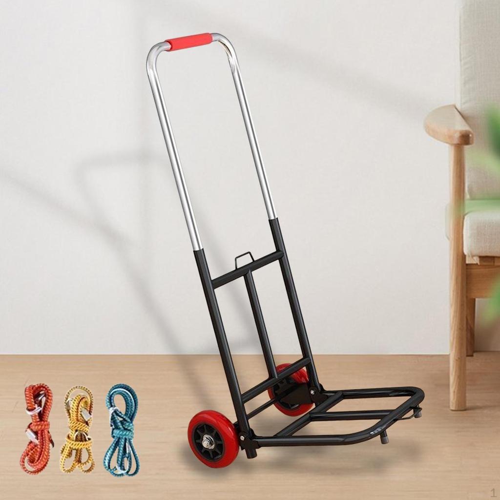 Foldable Hand Truck Dolly Adjustable Handle Collapsible Trolley Cart Convenient for Couriers