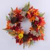 Artificial Fall Wreath 18 Inch Autumn Front Door Wreath with Sunflower Pumpkin Berries Pine
