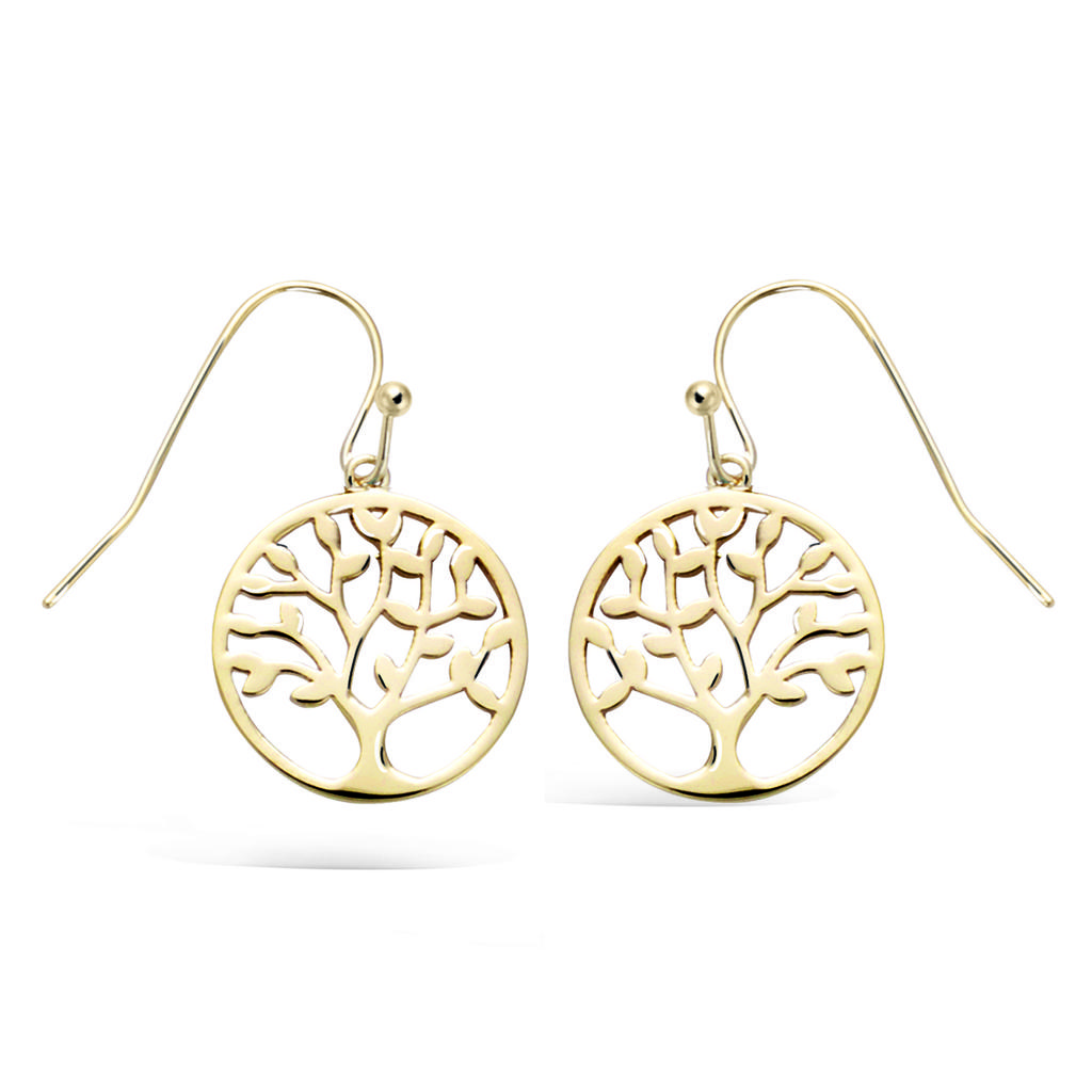 Les Trésors De Lily [R3420] - Gold Plated 'Tree of Life' Earrings - 15 Mm