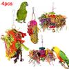 4Pcs Bird Parrot Bell Cotton Rope Blocks Ball Hanging Cage Decor Chew Pet Toy