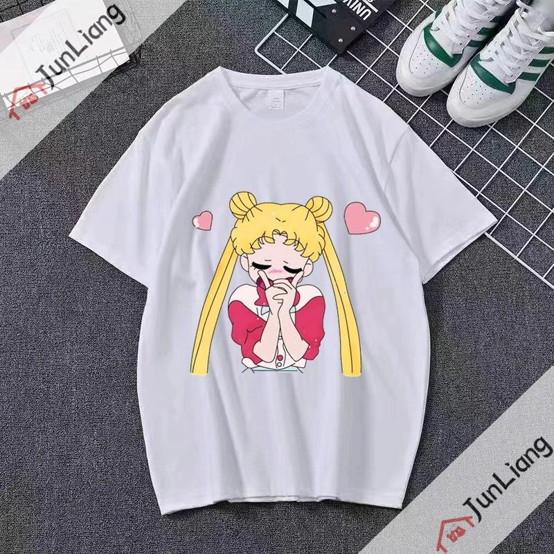 Sailor Moon Unisex Clothing Unisex Anime Kawaii Cute Short Sleeve Tee Футболка с принтом в виде топов Streetwear Y2k Graphic Shirts