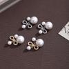 Silver Needle Pearl Bow Pendant Stud Earrings, Elegant High-End, 2025 New Trend Ear Jewelry