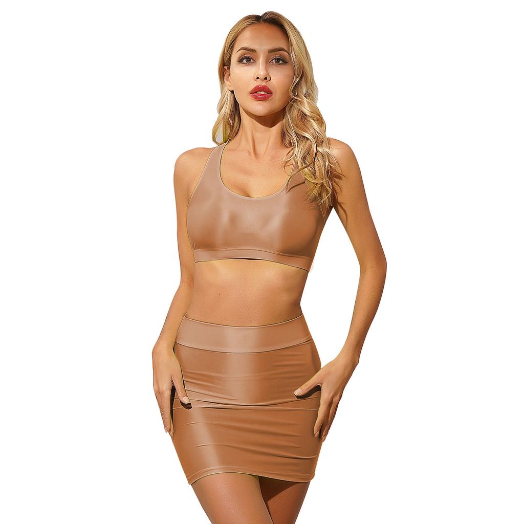 Женский повседневный укороченный топ без рукавов из 2 предметов и облегающая юбка