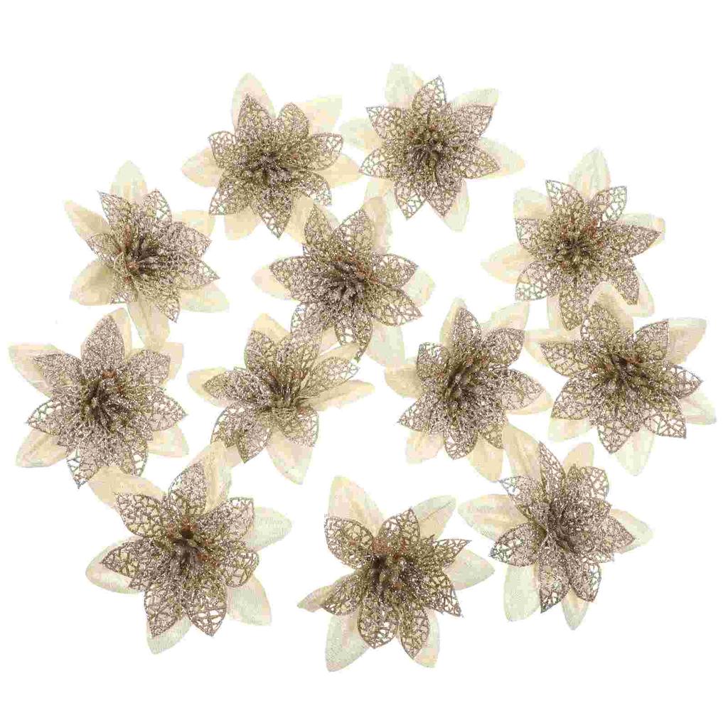 12 шт. Рождественские цветочные украшения для елки, полые искусственные цветы, подвесные луковицы розового цвета (цветной Белый) 12шт. Искусственные