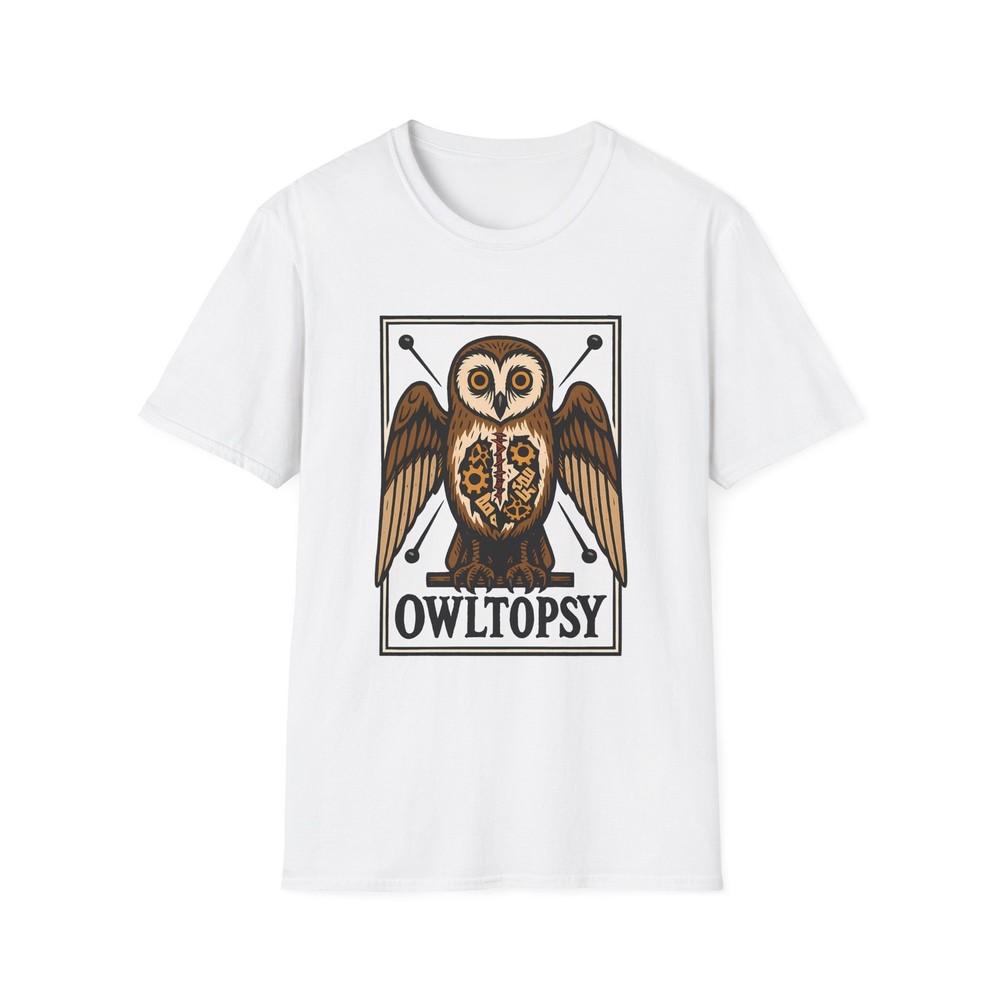 Unisex Softstyle T-Shirt Surreal Barn Owl Specimen Steampunk Gothic Graphic
