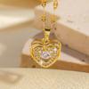 ZAKOL Темперамент Умная Любовь Циркон Ожерелье для Женщин Золотой Цвет Легкая Роскошь Титановая Сталь Подвеска Ожерелья Вечеринка Циркон