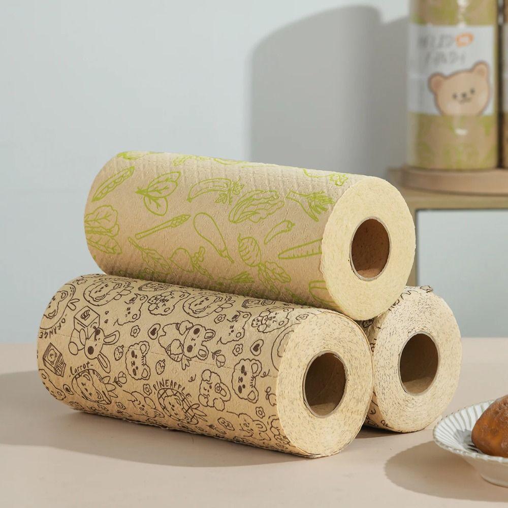 60 листов/рулонов многоцелевых антипригарных тряпок для мытья посуды с маслом, сменная бамбуковая ткань для ленивых