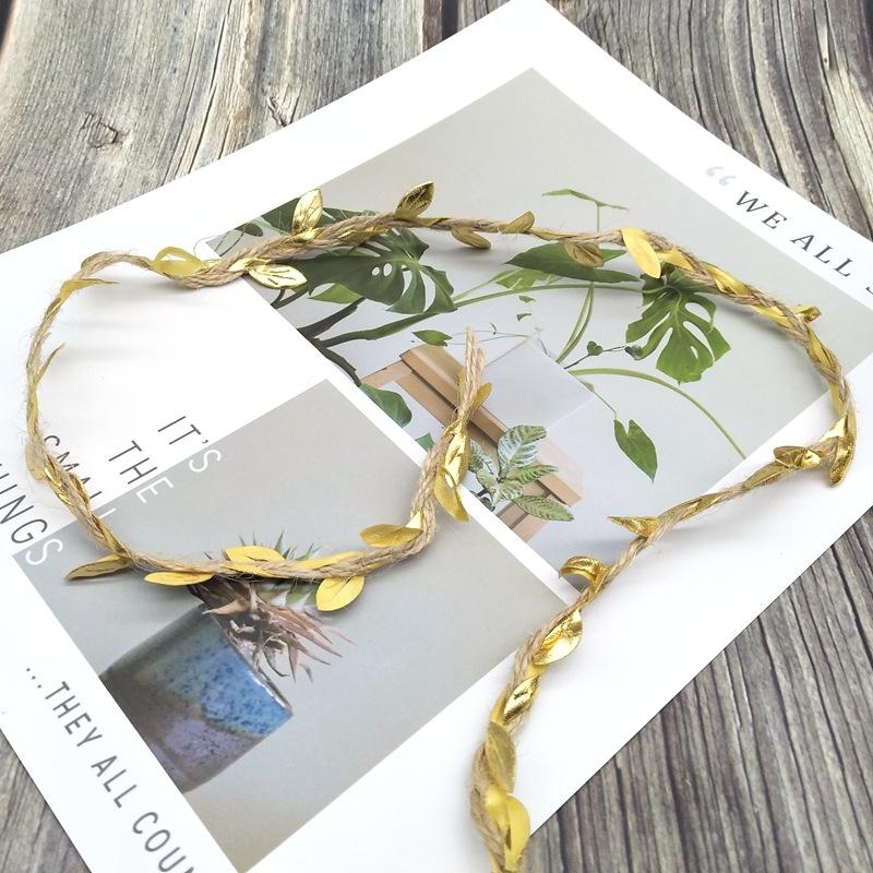 Simulation Green Leaves Weaving Hemp Rope Wedding Birthday Wedding Decoration Rattan Gift Bouquet Packaging Rope 5mm 5yard