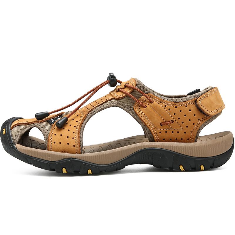 Мужские повседневные сандалии, кожаная обувь, летняя пляжная обувь, обувь для прогулок, большие размеры 38-48