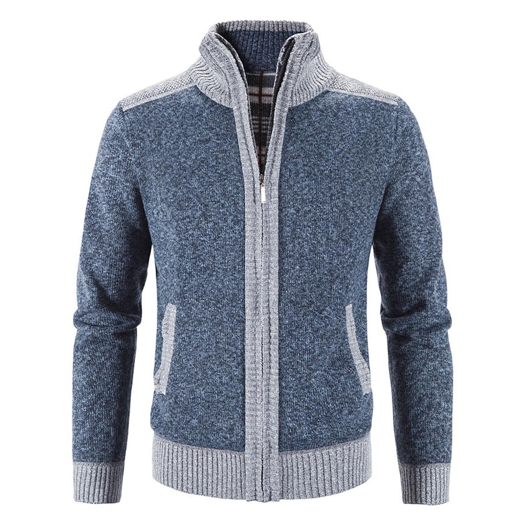 Men's Casual Autumn Winter Zipper Sweater Stand Collar  Cardigan Tops Sweater Blouse Coat