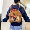 Cute Furry And Bear Plush Backpack With Transparent Layer For Carrying Badges