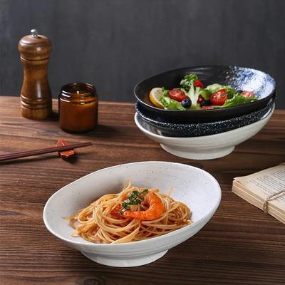 Японская и корейская керамическая миска, креативная фруктовая салатница, ретро-косая неглубокая кастрюля для тушения овощей, коммерческая столовая посуда