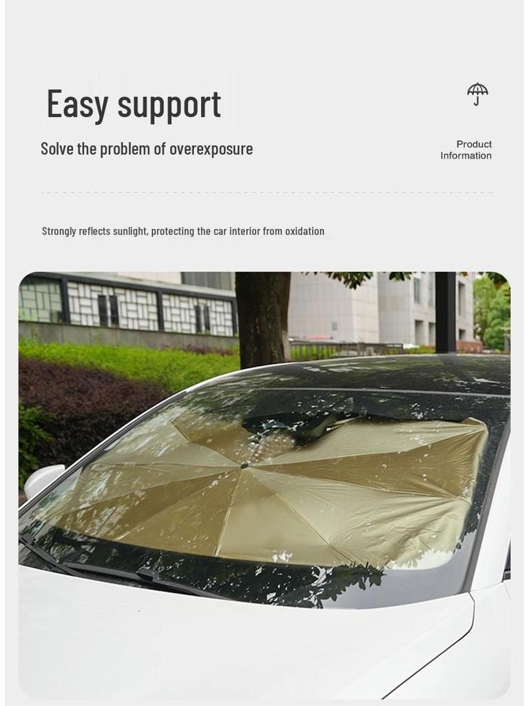 V-образный автомобильный зонт титанового золотого цвета с изогнутой ручкой для лобового стекла