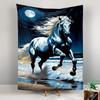 Majestic White Horse Running by Moonlight Patterned tapestry for bedroom and living room home decor