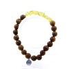 Stones and Minerals. Yellow Apatite Bracelet from Madagascar + 8 Mm Wooden Beads. Made In France.