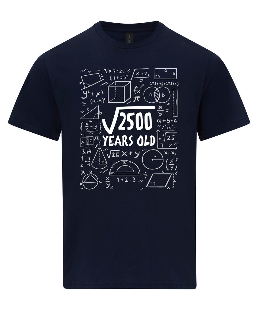 Square Root of 2500 50 Year Old 50th Fifty Birthday Gifts Math TShirt