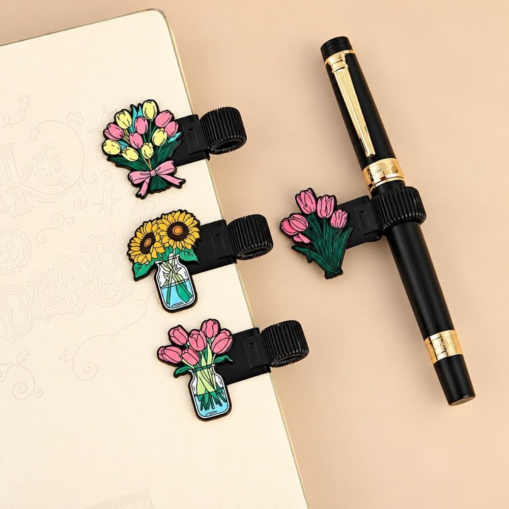Spring Metal Clip Flower Bookmark Elegant Hand Account Stationery Clip New Metal Pen Clip Notebook