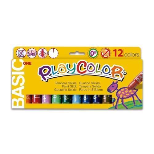 Peinture Gouache Solide - PLAYCOLOR - Basic One - 12 Couleurs - 10g - Facile à Utiliser