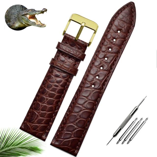 Ремешок для часов из крокодиловой кожи аллигатора 12 14 16 18 20 22 24 мм для мужчин и женщин Longines Master Omega с пряжкой-бабочкой