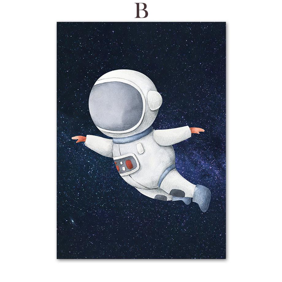Ракета Астронавт Планета Галактика НЛО Космос Настенная картина на холсте Плакаты на скандинавскую тему и принты настенные панно Декор для детской комнаты