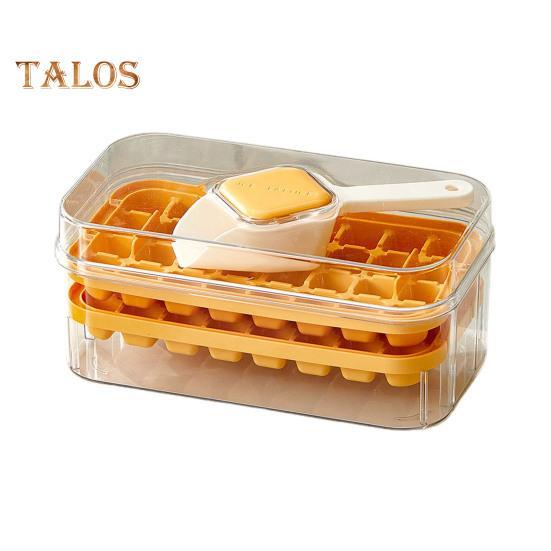 Форма для льда с лопаткой и контейнером, штабелируемая форма для льда для морозильника, легкосъемное силиконовое дно, дизайн с нажатием в одно касание, льдогенератор для напитков, кофе, коктейлей