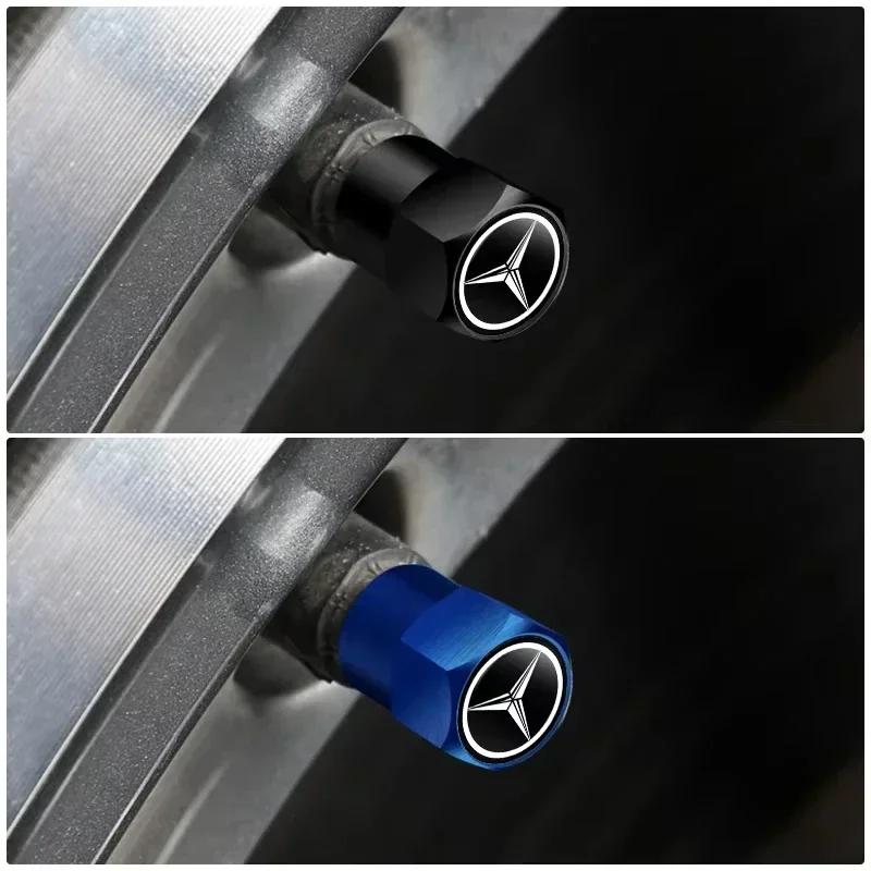 UMZJP1 New For Mercedes Benz 4Pcs Metal Car Tire Valve Caps Wheel Dust Cover Car Accessories for Mercedes Benz AMG W204 W211 W212 W213