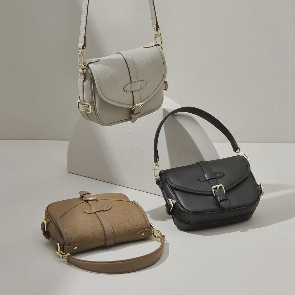 Сумка-седло из коровьей кожи Niche: Ретро-модная маленькая квадратная сумка-мессенджер через плечо