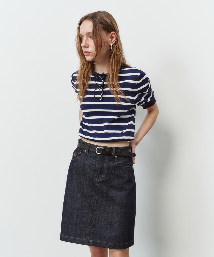 Plack Woman Classic Midi Denim Skirt 051 Low
