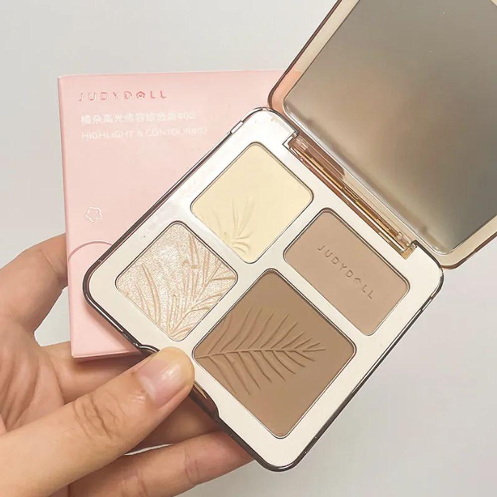 Judydoll Face Highlighter Makeup Palette Matte Shadow Lasting Glow Brightening Contour Shimmer Powder 3D Nose Cosmetics, 02 01, 1 шт.