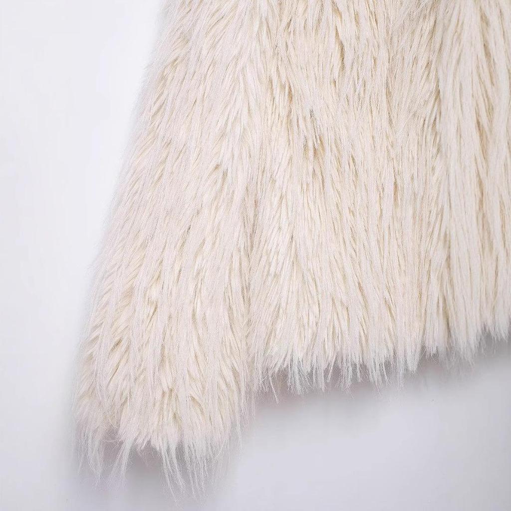 European and American Style Women's Faux Fur Long Sleeve Coat