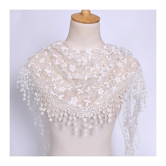 Stylish Flower Pattern Decorative Solid Color Summer Women Lace Elegant Shawl Daily Wear Scarf