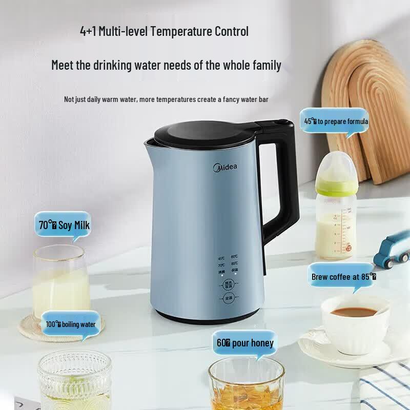 Midea Электрический чайник 1,5 л из нержавеющей стали 316L, штепсель CN (адаптер в комплекте)