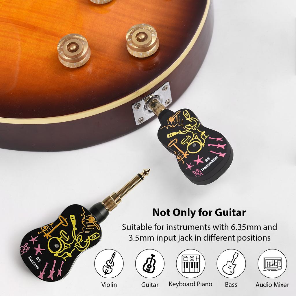 2.4G Wireless Guitar System Rechargeable 3.5mm Plug Guitar Transmitter Receiver Set for Electric
