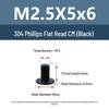 Yigu Black 304 Stainless Steel Flat Head Phillips Machine Screws M2-M6