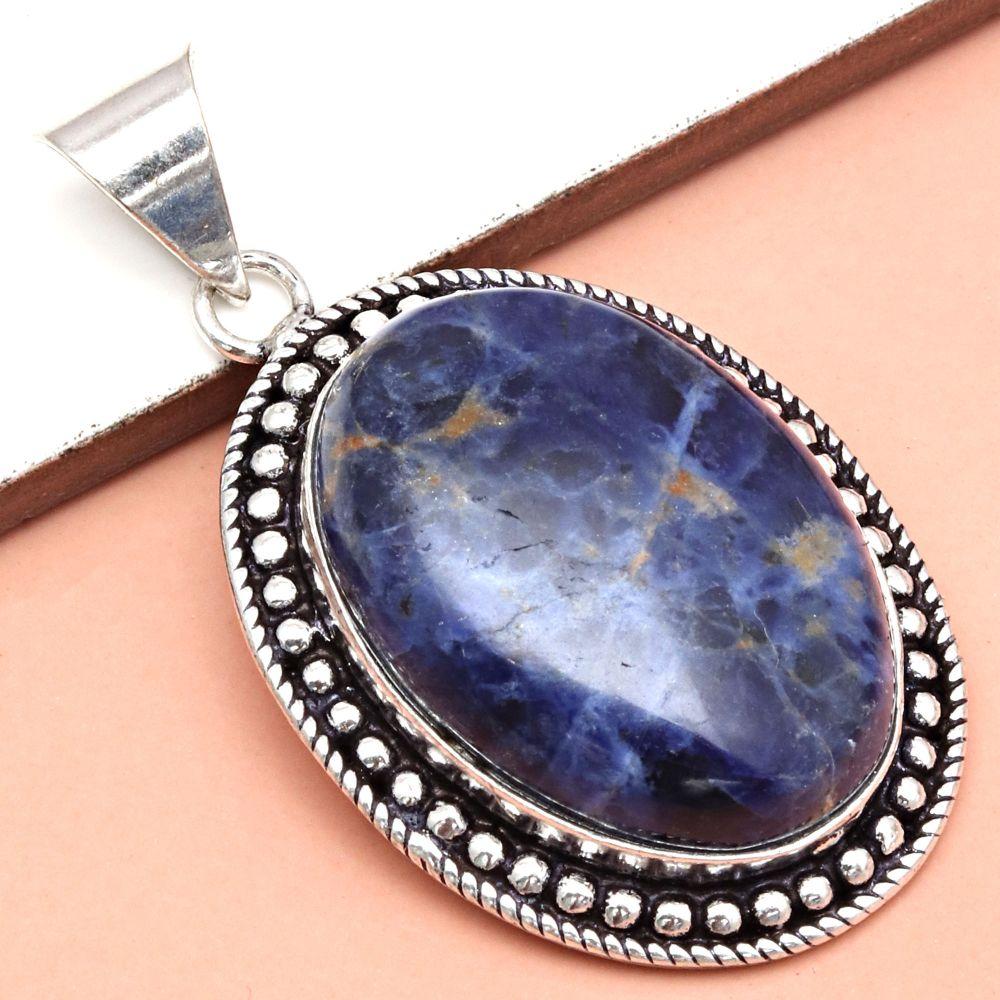 Pendant Sodalite Gemstone Gift For Her Silver Jewelry 2"