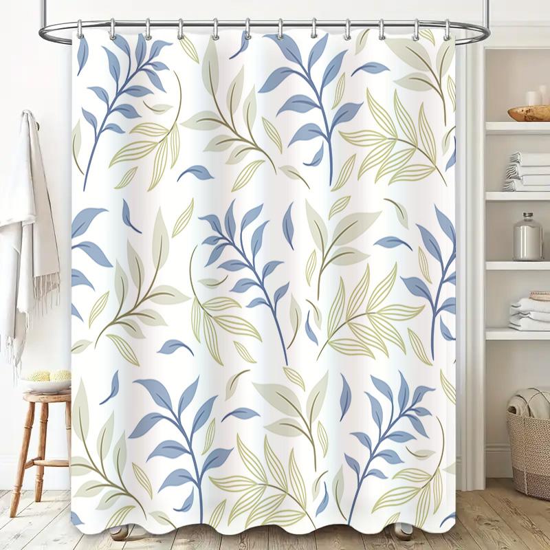 Современный цветочный узор занавеска для душа водонепроницаемый декор для ванной комнаты прямоугольная форма синий зеленый белый 72x84 дюйма домашний текстиль про
