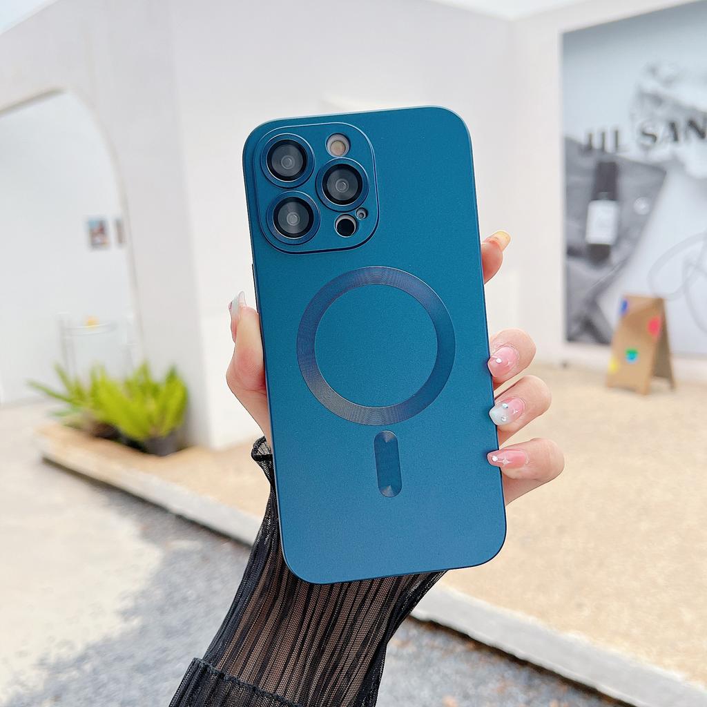 Подходит для чехла для мобильного телефона Samsung S24ultra Поставляется с защитной пленкой для объектива S21S22S23 Силиконовый Магнитный Впитывающий Новый Мягкий Чехол