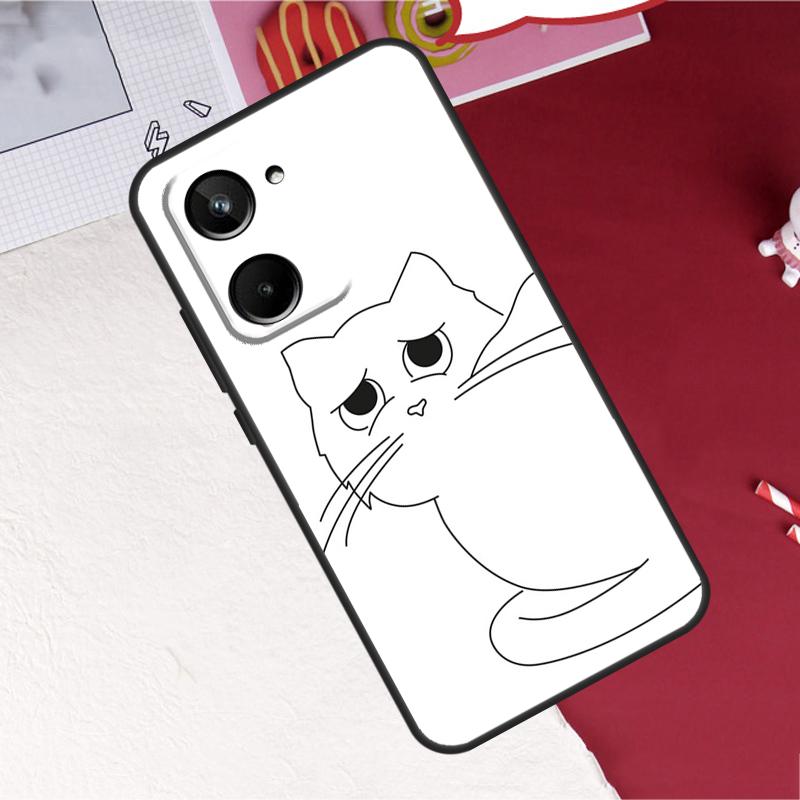 Забавный Милый Кот Лайн-Арт Для Realme 10 11 12 13 14 Pro Plus GT6 GT7 15 Pro C61 C67 C63 C71 C55 C51 C65 C53 C75 Чехол