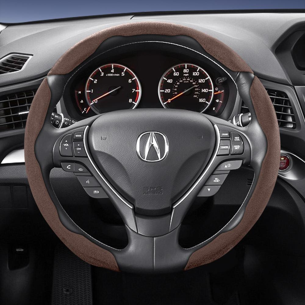 bpzsw1 Suitable for Acura Sports Suede Steering Wheel Cover, Split Snap-On Style, Non-Slip and Durable, for Models Like Mdx, Rdx, Integra, Zdx, Adx,
