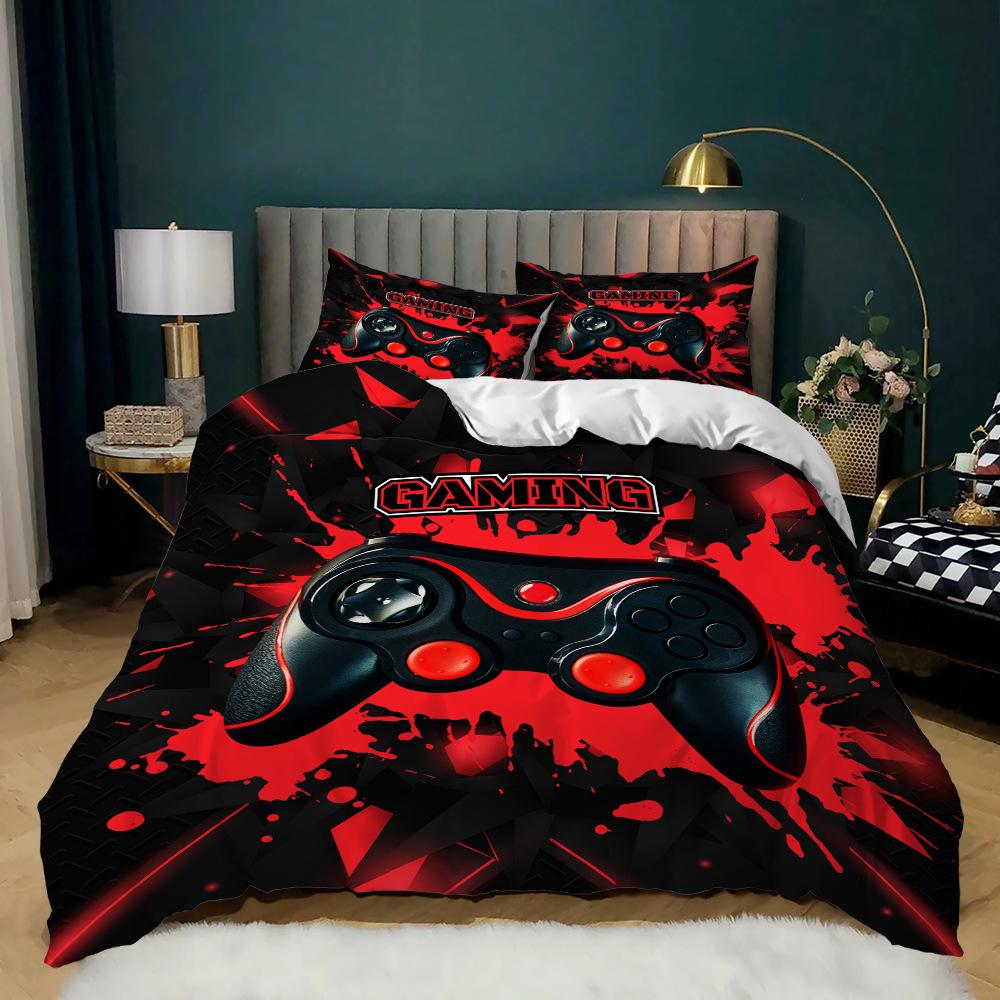 Gamepad Kit 3D Digital Printing Quilt Cover E-Sports Boy Bedding Three-Piece Set